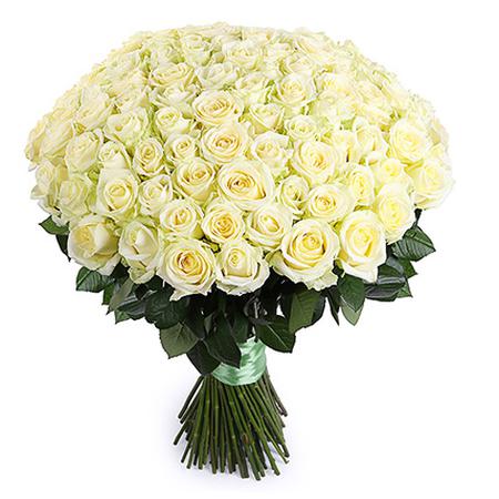 Букет 101 белая роза 50 см "Хорошее утро"