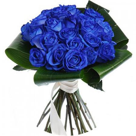 Букет синих роз «Первый снег»