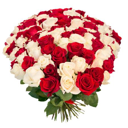 Букет 101 роза красная и белая (50 см)